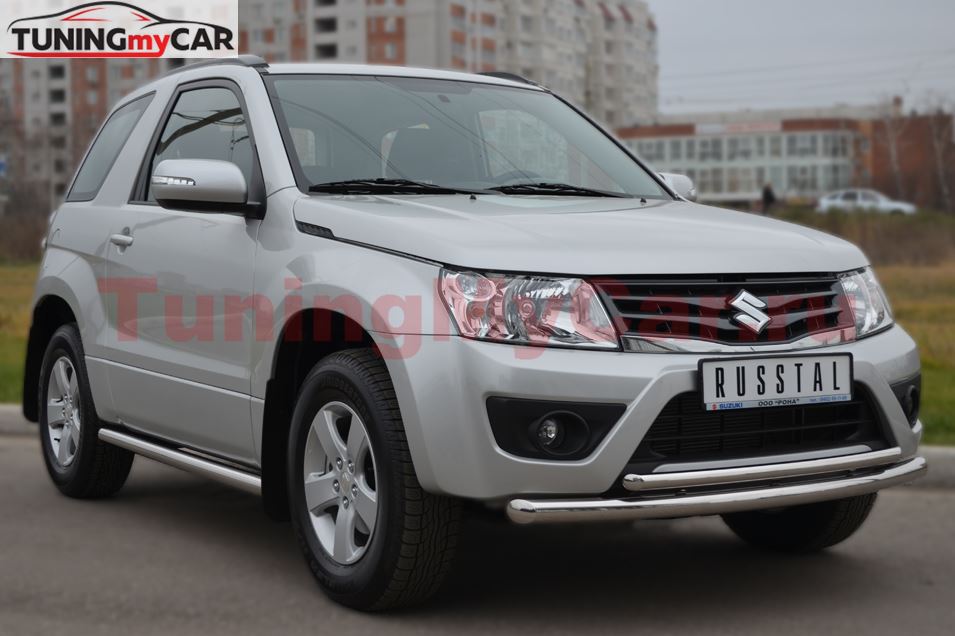 Защита переднего бампера D63/42(дуга) для Suzuki Grand Vitara 3дв 2012-
