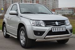 Защита переднего бампера D75х42/75х42 овалы(дуга) для Suzuki Grand Vitara 3дв 2012-