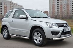 Пороги труба D76 с накладками (вариант 3) для Suzuki Grand Vitara 3дв 2012-