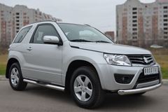 Пороги труба D76 с накладками (вариант 2) для Suzuki Grand Vitara 3дв 2012-