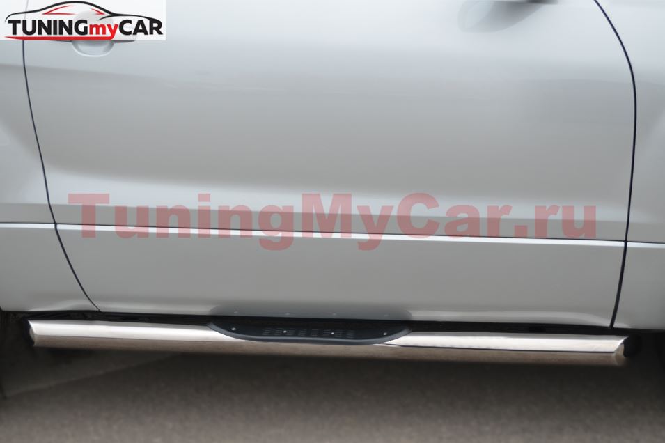 Пороги труба D76 с накладками (вариант 1) для Suzuki Grand Vitara 3дв 2012-