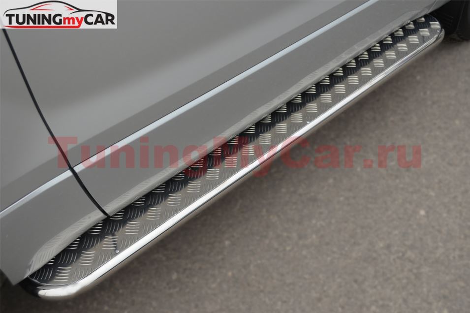 Пороги труба D42 с листом для Suzuki Grand Vitara 3дв 2012-