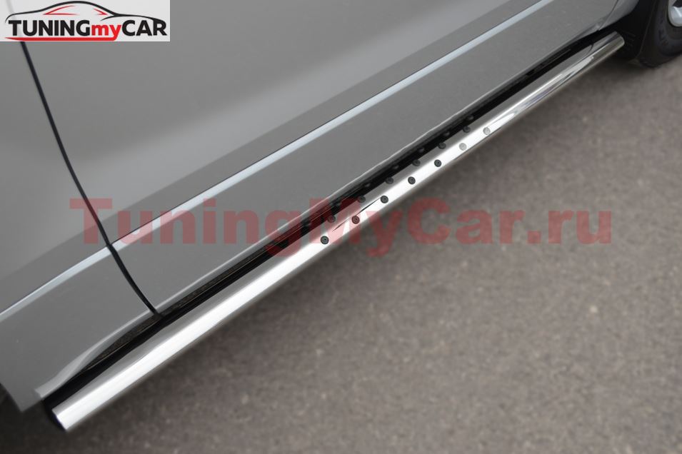 Защита порогов 75х42 с проступью для Suzuki Grand Vitara 3дв 2012-