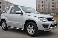 Защита порогов 75х42 с проступью для Suzuki Grand Vitara 3дв 2012-