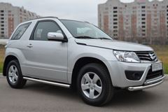 Пороги труба D63 (вариант 2) для Suzuki Grand Vitara 3дв 2012-