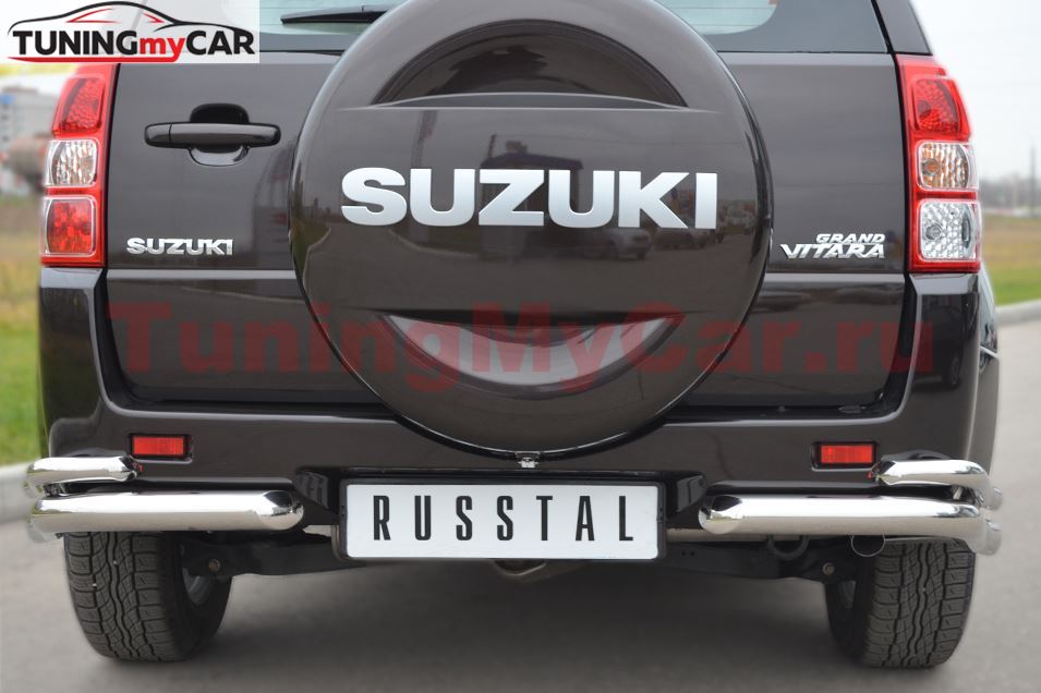 Защита заднего бампера уголки D63/42 для Suzuki Grand Vitara 5дв 2012-
