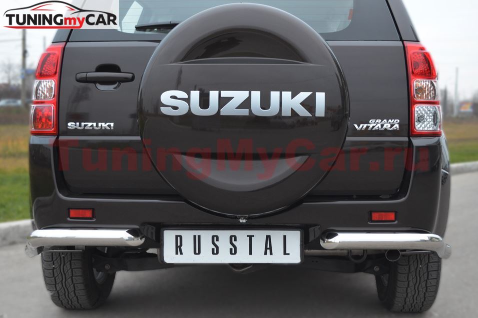 Защита заднего бампера уголки D63 для Suzuki Grand Vitara 5дв 2012-