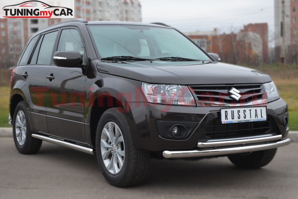 Защита переднего бампера D63/42(дуга) для Suzuki Grand Vitara 5дв 2012-