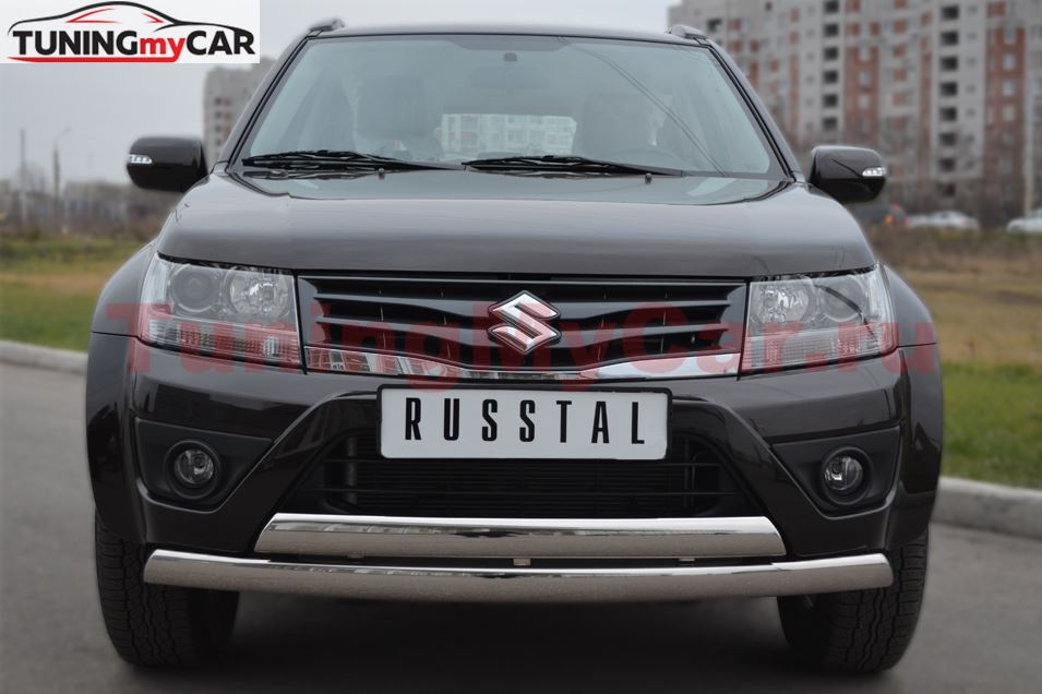 Защита переднего бампера D75х42/75х42 овалы(дуга) для Suzuki Grand Vitara 5дв 2012-