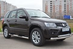Пороги труба D76 с накладками (вариант 3) для Suzuki Grand Vitara 5дв 2012-