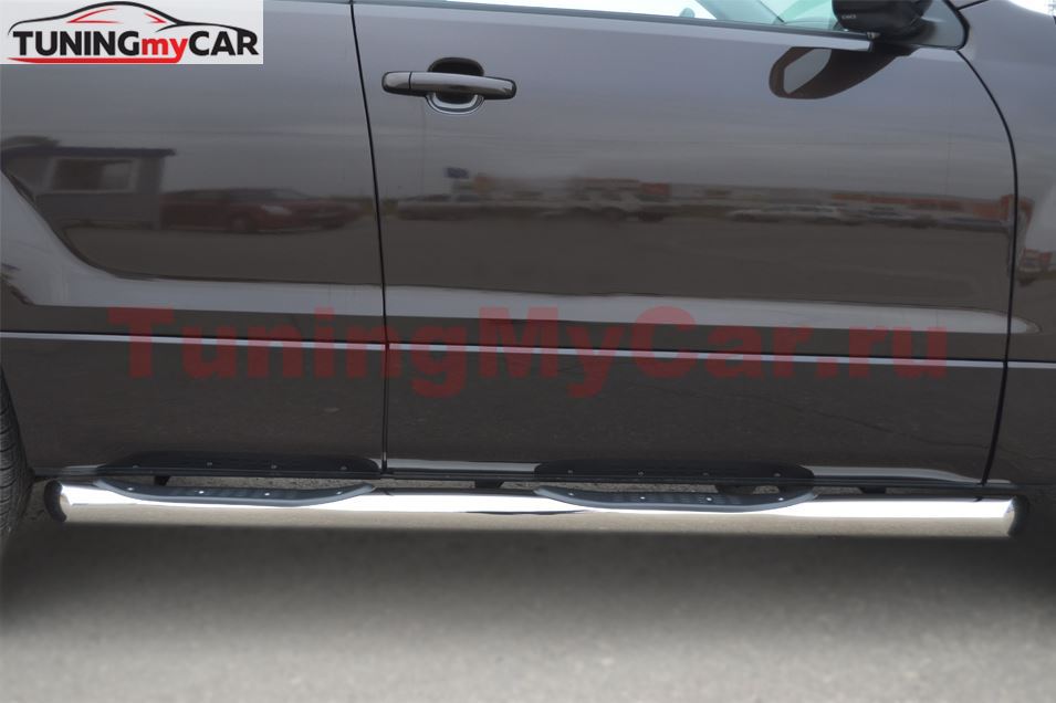 Пороги труба D76 с накладками (вариант 1) для Suzuki Grand Vitara 5дв 2012-