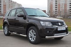 Пороги труба D76 с накладками (вариант 1) для Suzuki Grand Vitara 5дв 2012-