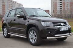 Пороги труба D42 с листом для Suzuki Grand Vitara 5дв 2012-