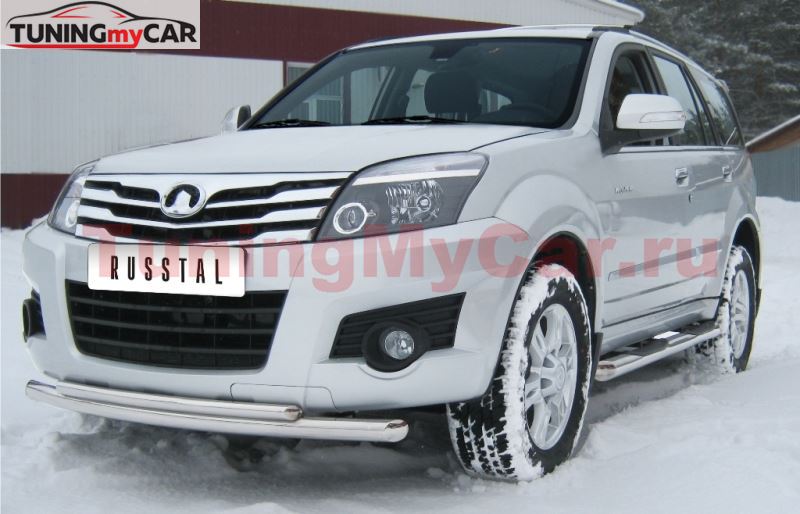 Защита переднего бампера D63/42 (дуга) для Great Wall Hover H3 2010-2013
