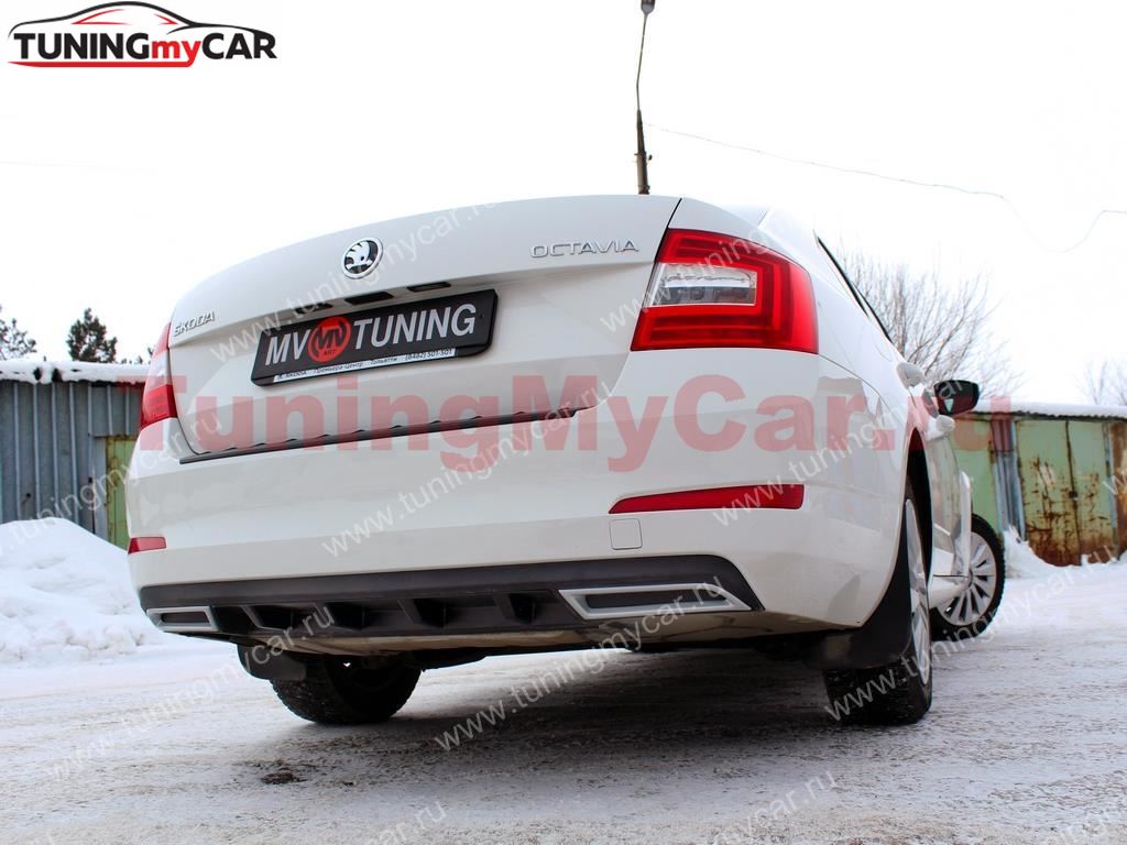 Диффузор заднего бампера Skoda Octavia III A7 (2013-) Текстурный пластик