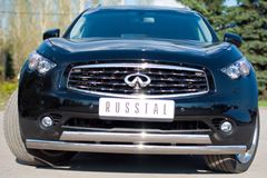 Защита переднего бампера D75х42 овал (Дизель) для Infiniti FX37-QX70 2010-