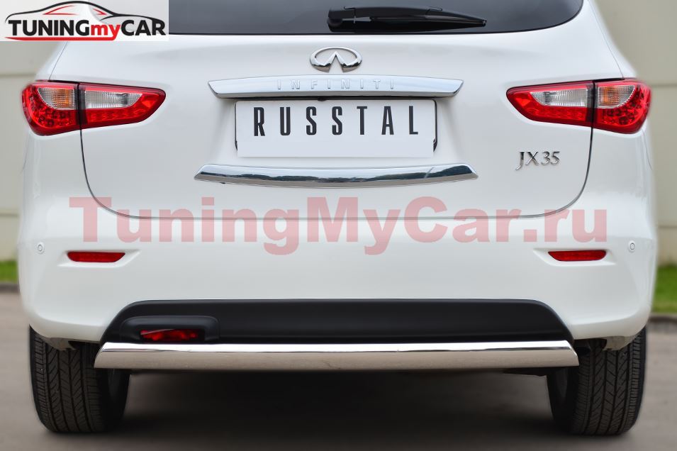 Защита заднего бампера 75х42 (дуга) для Infiniti JX35-QX60 2013-