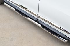 Пороги труба D76 с накладкой (Вариант 1) для Infiniti JX35-QX60 2013-