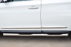 Пороги труба D76 с накладкой (Вариант 1) для Infiniti JX35-QX60 2013-