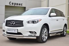 Пороги труба D76 с накладкой (Вариант 1) для Infiniti JX35-QX60 2013-