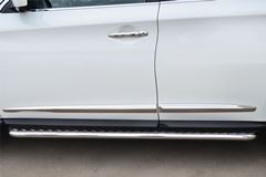 Пороги труба D42 с листом (Лист алюм.проф.нерж) (Вариант 1) (Гибрид) для Infiniti JX35-QX60 2013-