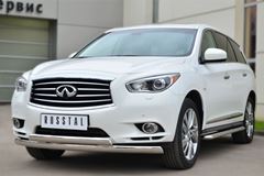 Пороги труба D42 с листом (Лист алюм.проф.нерж) (Вариант 1) (Гибрид) для Infiniti JX35-QX60 2013-