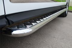 Пороги труба D42 с листом (Лист алюм., проф. нерж)(Вариант 1)   для Infiniti JX35-QX60 2013-