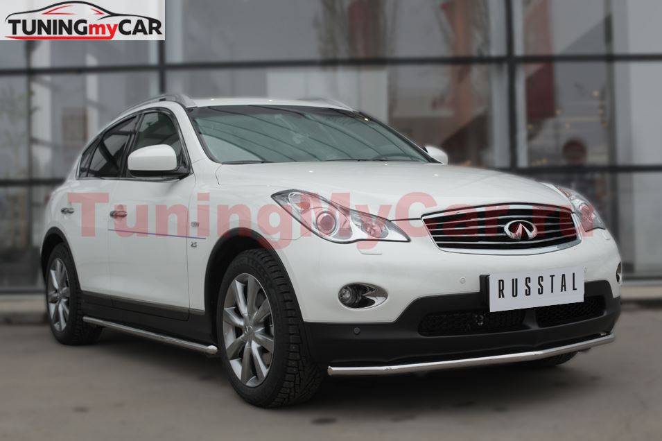 Защита переднего бампера D42 (секции) для Infiniti QX50 2014-