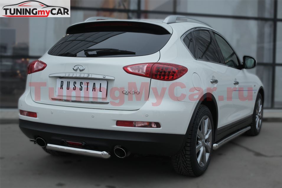 Защита заднего бампера D63 (дуга) для Infiniti QX50 2014-