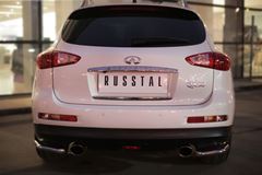 Защита заднего бампера уголки D42 (секции) для Infiniti QX50 2014-