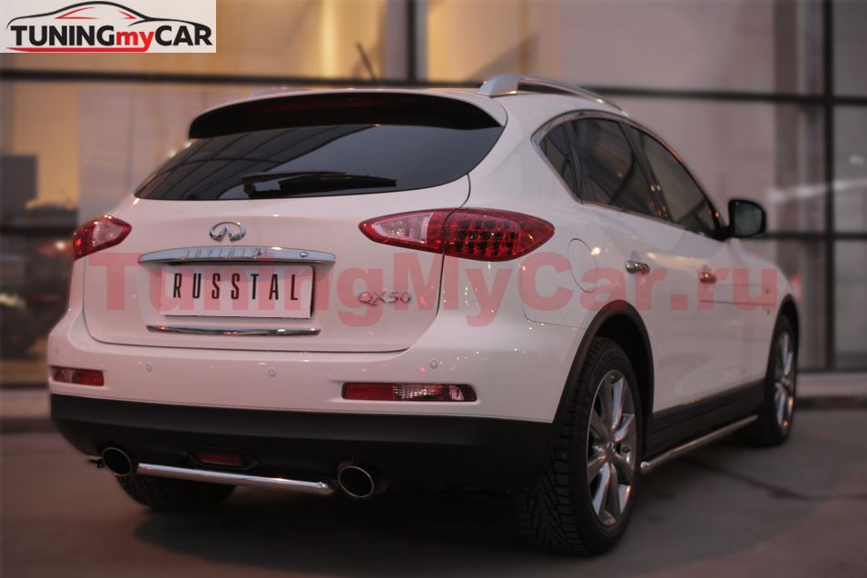 Защита заднего бампера D42 (дуга) для Infiniti QX50 2014-