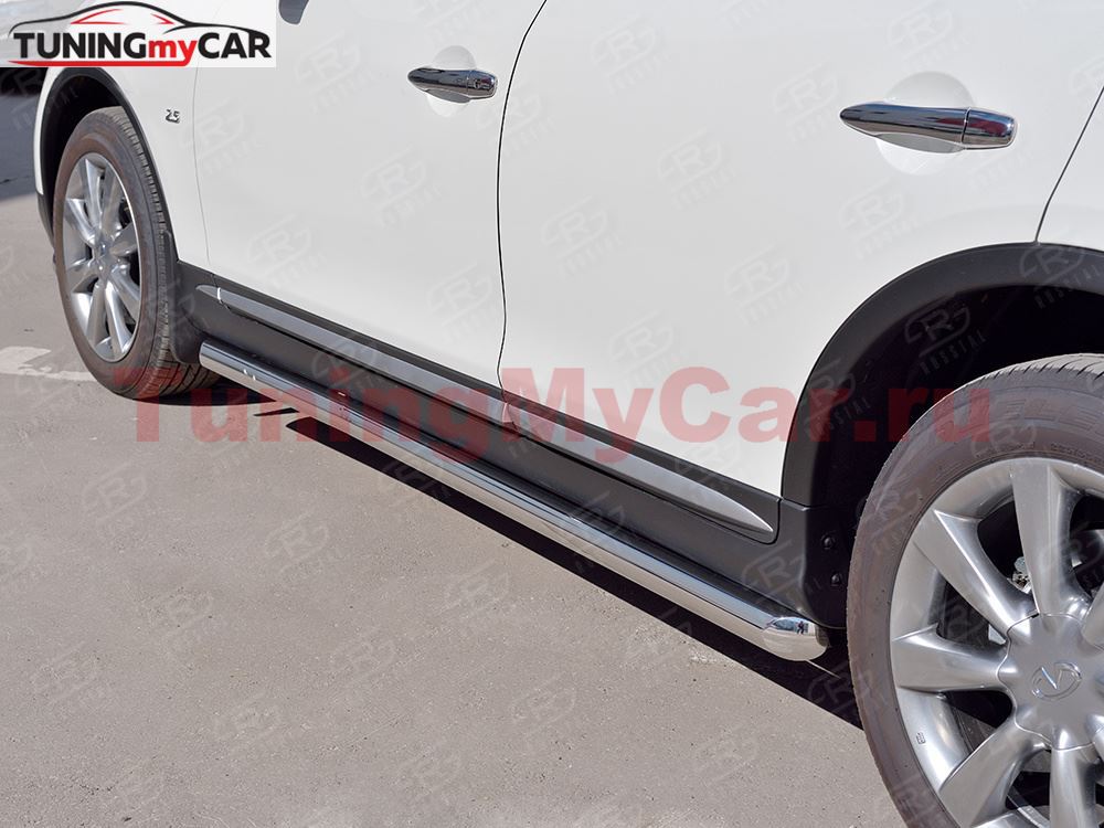 Пороги труба D63 секция для Infiniti QX50 2016