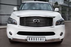 Защита переднего бампера D75х42/(75х42)х2 овалы для Infiniti QX56 2010-