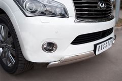 Защита переднего бампера D75х42/(75х42)х2 овалы для Infiniti QX56 2010-