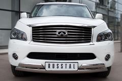 Защита переднего бампера D75х42/(75х42)х2 с подъемом для Infiniti QX56 2010-