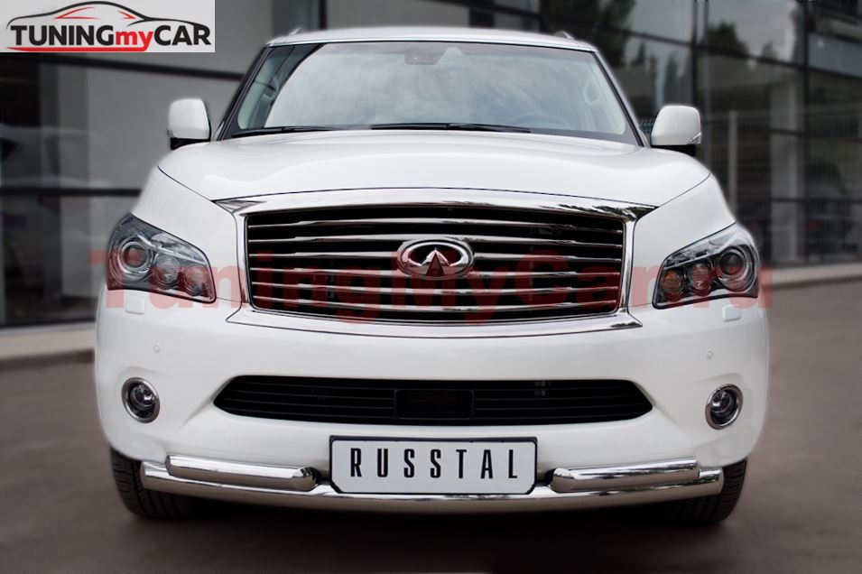 Защита переднего бампера D76/63х2 для Infiniti QX56 2010-