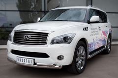 Защита переднего бампера D76/63х2 для Infiniti QX56 2010-