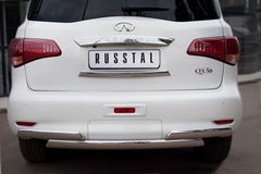 Защита заднего бампера D75х42/(75х42)х2 овалы для Infiniti QX56 2010-