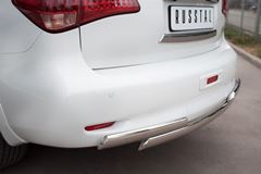 Защита заднего бампера D75х42/(75х42)х2 овалы для Infiniti QX56 2010-