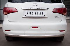Защита заднего бампера D75х42 овал для Infiniti QX56 2010-