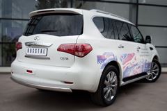 Защита заднего бампера D75х42 овал для Infiniti QX56 2010-