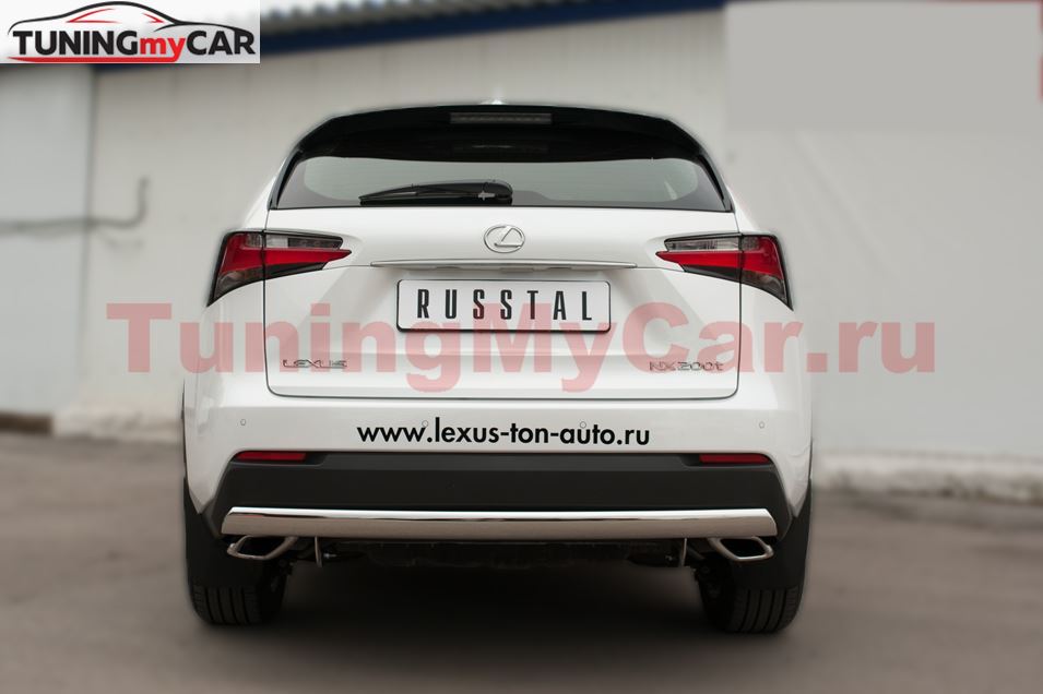 Защита заднего бампера D75х42 (дуга) для Lexus NX 200t F Sport 2015-