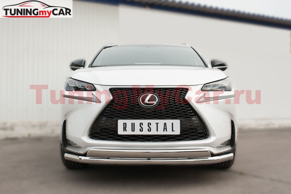 Защита переднего бампера D63 (секции) D75X42 (дуга) для Lexus NX 200t F Sport 2015-