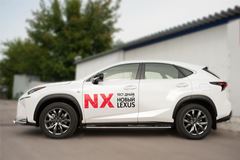 Пороги труба 75х42 овал с проступью для Lexus NX 200t F Sport 2015-