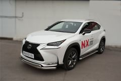 Пороги труба D42 с листом (вариант 2) для Lexus NX 200t F Sport 2015-