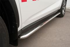 Пороги труба D42 с листом (вариант 1) для Lexus NX 200t F Sport 2015-