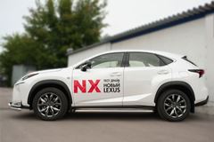 Пороги труба D42 с листом (вариант 1) для Lexus NX 200t F Sport 2015-