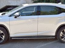 Пороги труба 75х42 овал с проступью для Lexus RX200t 2015-