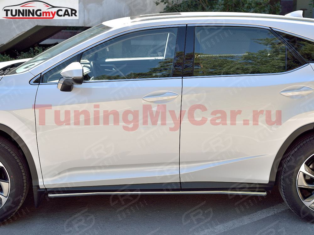Пороги труба D42 секция (вариант 3) для Lexus RX200t 2015-