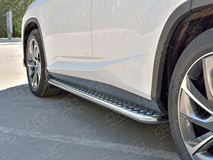 Пороги труба D42 С листом (Лист алюм, проф. нерж)(Вариант1) для Lexus RX200t 2015-